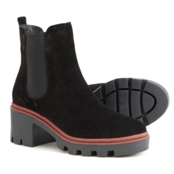Antonio de Faria Black Suede Leather Chunky Chelsea Boots Size 8 - Picture 6 of 12
